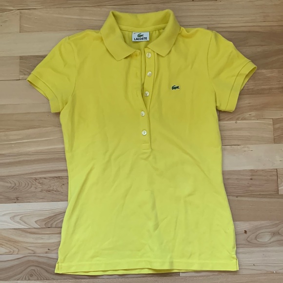 Lacoste woman's polo shirt, short sleeves, yellow. Perfect condition - Picture 1 of 3